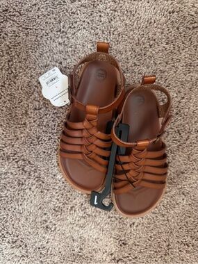 Kids Brown Braided Strap Sandals